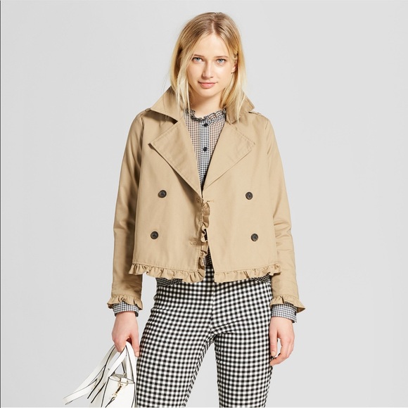 Who What Wear Jackets & Blazers - Who What Wear Cropped Ruffle Trench Coat New Tan